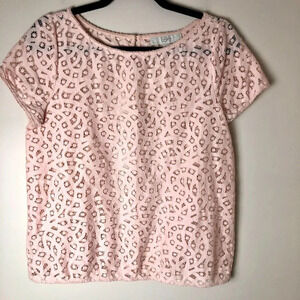 LOFT | Blush Pink Eyelet Short Sleeve Top